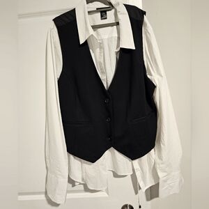 Ashley Stewart Button Down & Vest Combo